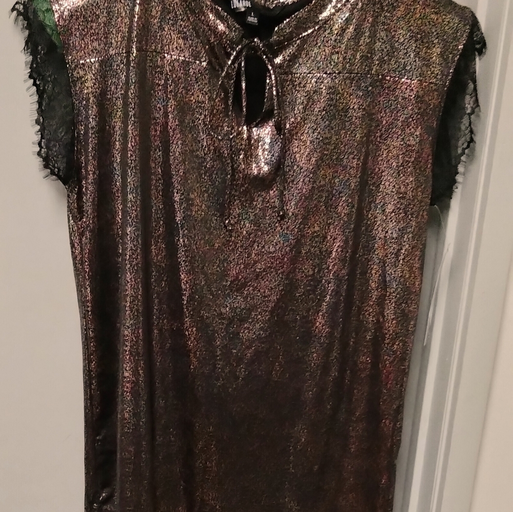LULAROE ELEGANT "GRACE' TUNIC TOP, MULTICOLORED SPARKLES, SIZE L, NEW WITH TAGS